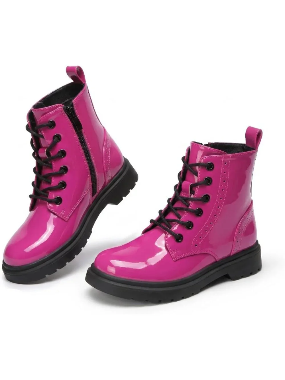 Unisex Kids Combat Boots with Zipper | Lace-Up, Slip-Resistant, Stylish